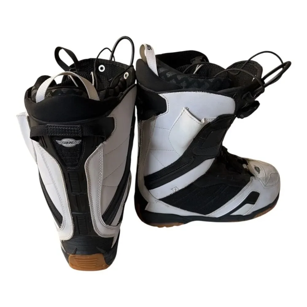 SIMS RALLY Men's Snowboard Boots Size 8 - White & Black - Used
